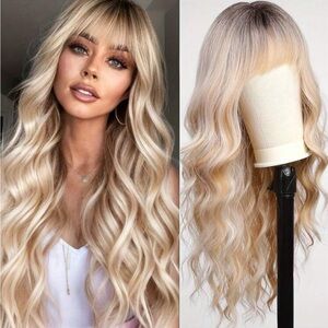 28 inch ombré blonde wavy hair, soft and easy to style!